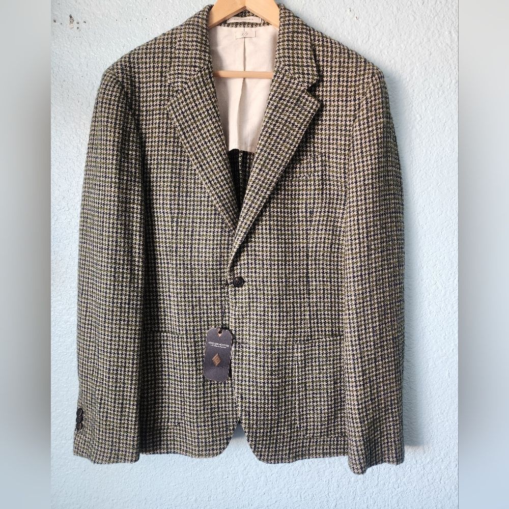 Scotch & Soda Athelier Wool Houndstooth Blazer in Black and Tan